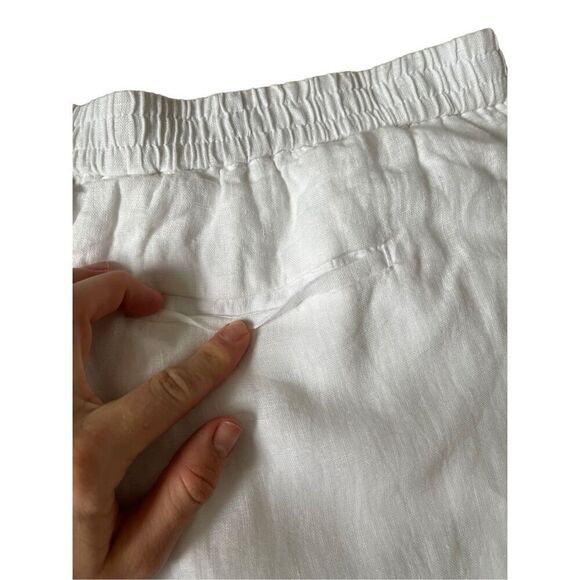 NEW J.Crew Tall Linen Lined Pants White Pull On size 12 - Picture 9 of 10